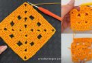 CROCHET SQUARE WITH DIFFERENT HIGHLIGHTS