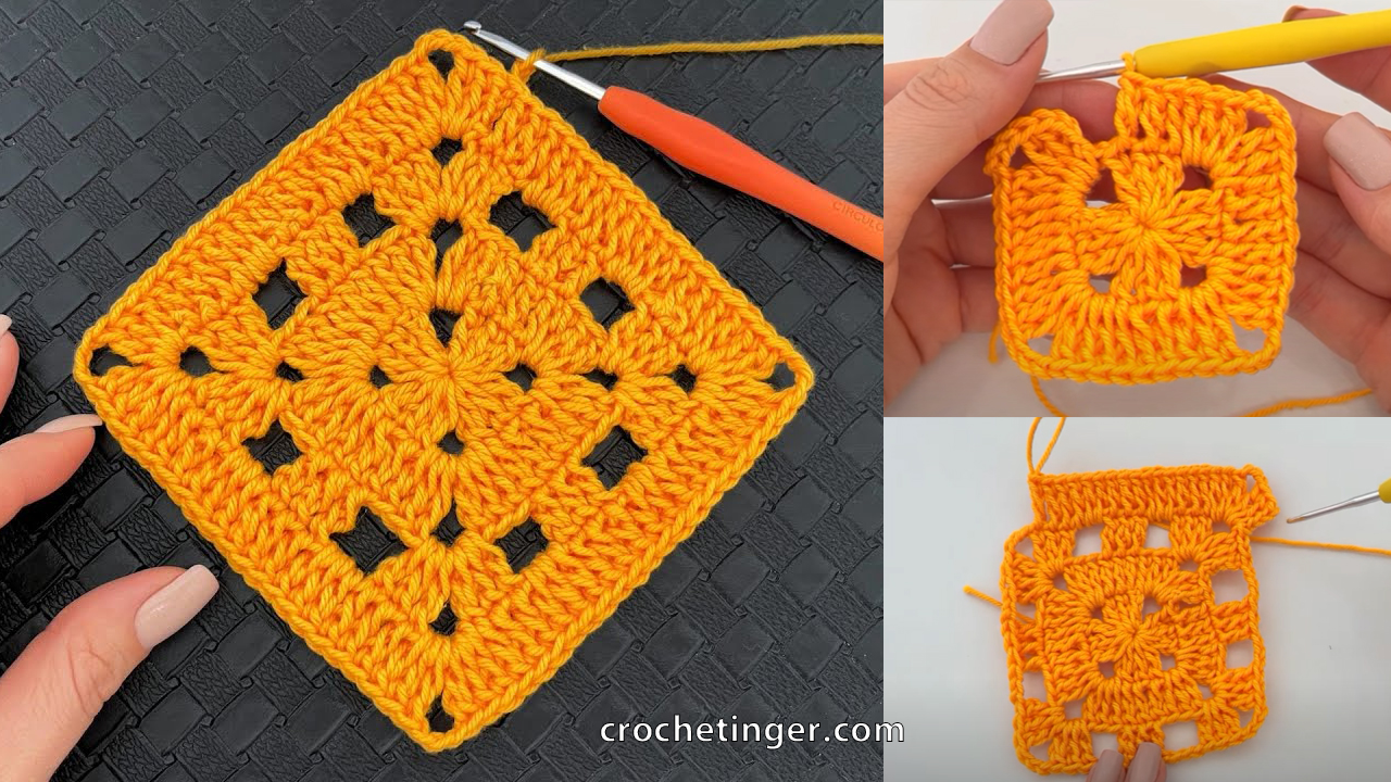 CROCHET SQUARE WITH DIFFERENT HIGHLIGHTS – Free Pattern