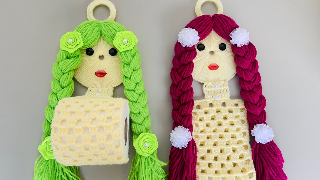 Quick and easy doll crochet toilet paper holder