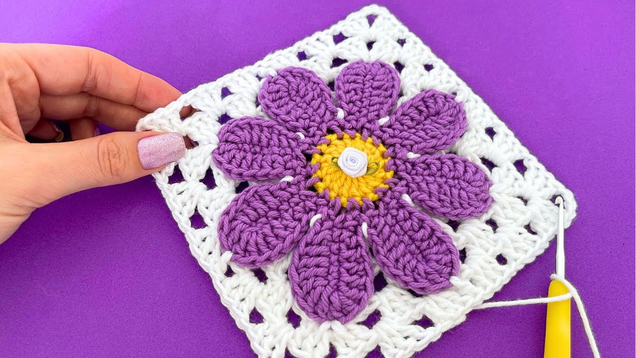 CROCHET SQUARE WITH VERY BEAUTIFUL FLOWER | Video tutorial
