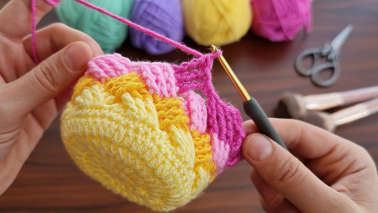 Crochet Your Own Colorful Basket Weave Container