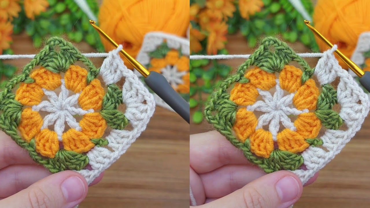 Wow~☆👍❗️ Step-by-Step: Beautiful Crochet Motif Using 3 Colors