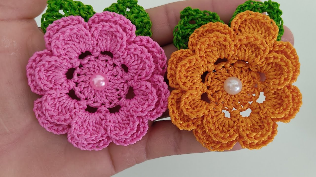 Crochet a Quick & Easy Flower with Leaves