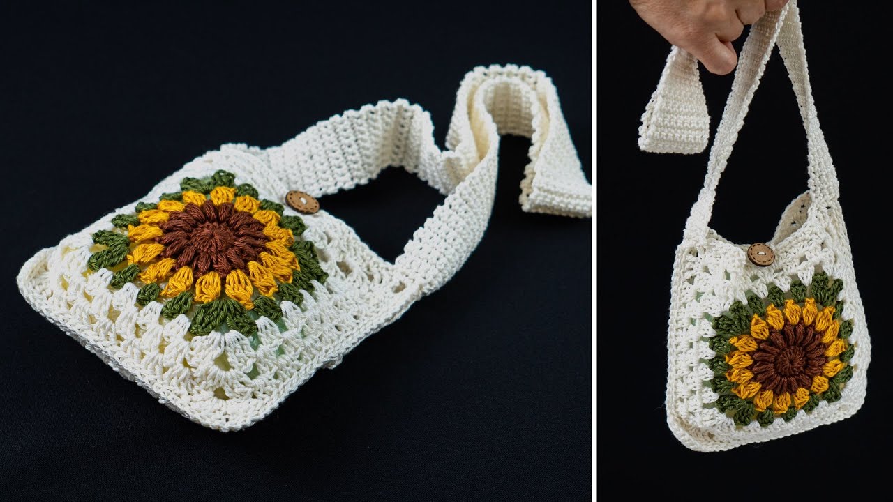 Easy crochet granny square bag! Step by step tutorial