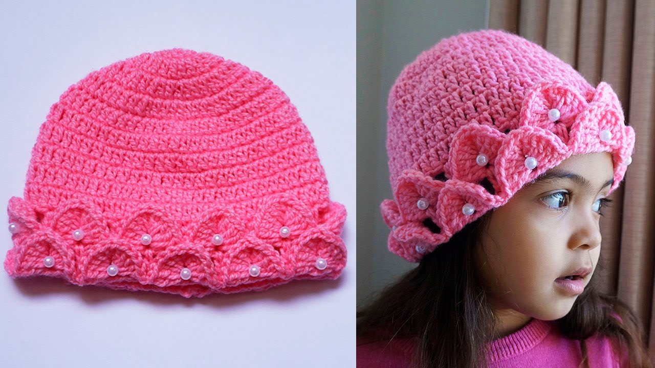 Crochet a Crocodile Stitch Hat with Pearl Details