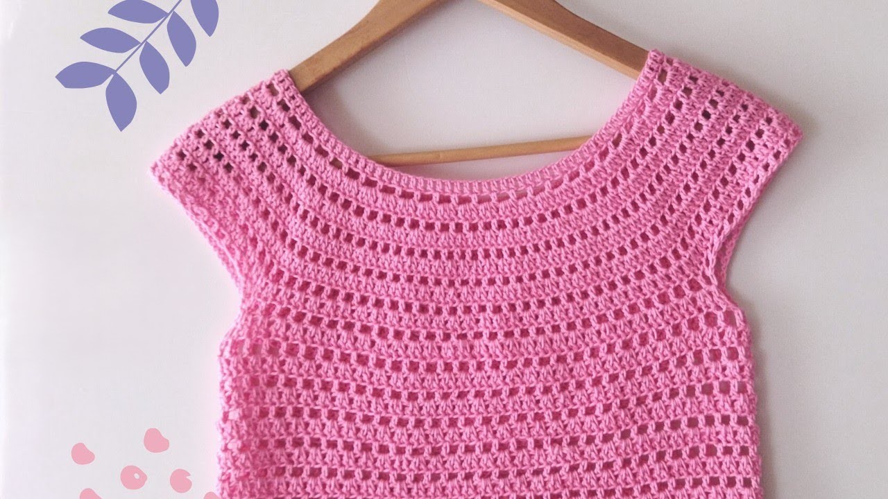 Rosy Lace Yoke Top: An Easy Top-Down Crochet Pattern