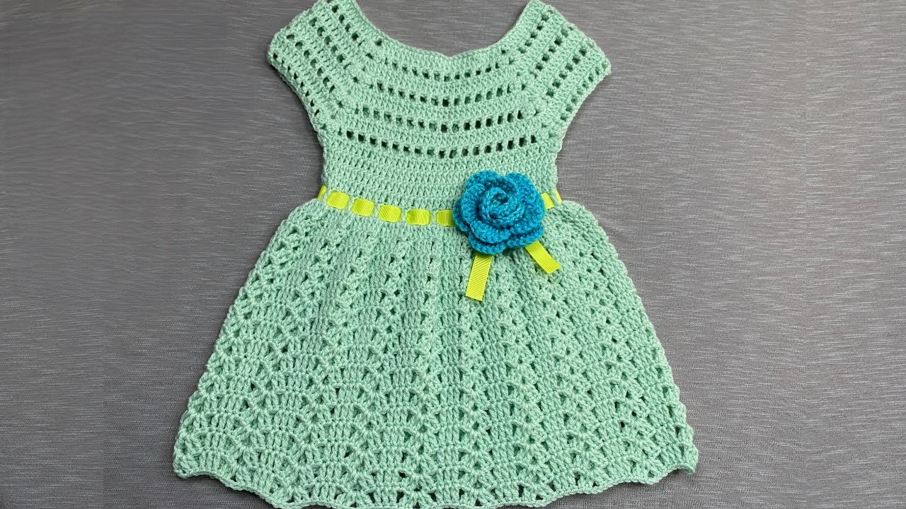 The Mint Bloom Toddler Dress (2-3 years): A Top-Down Crochet Pattern