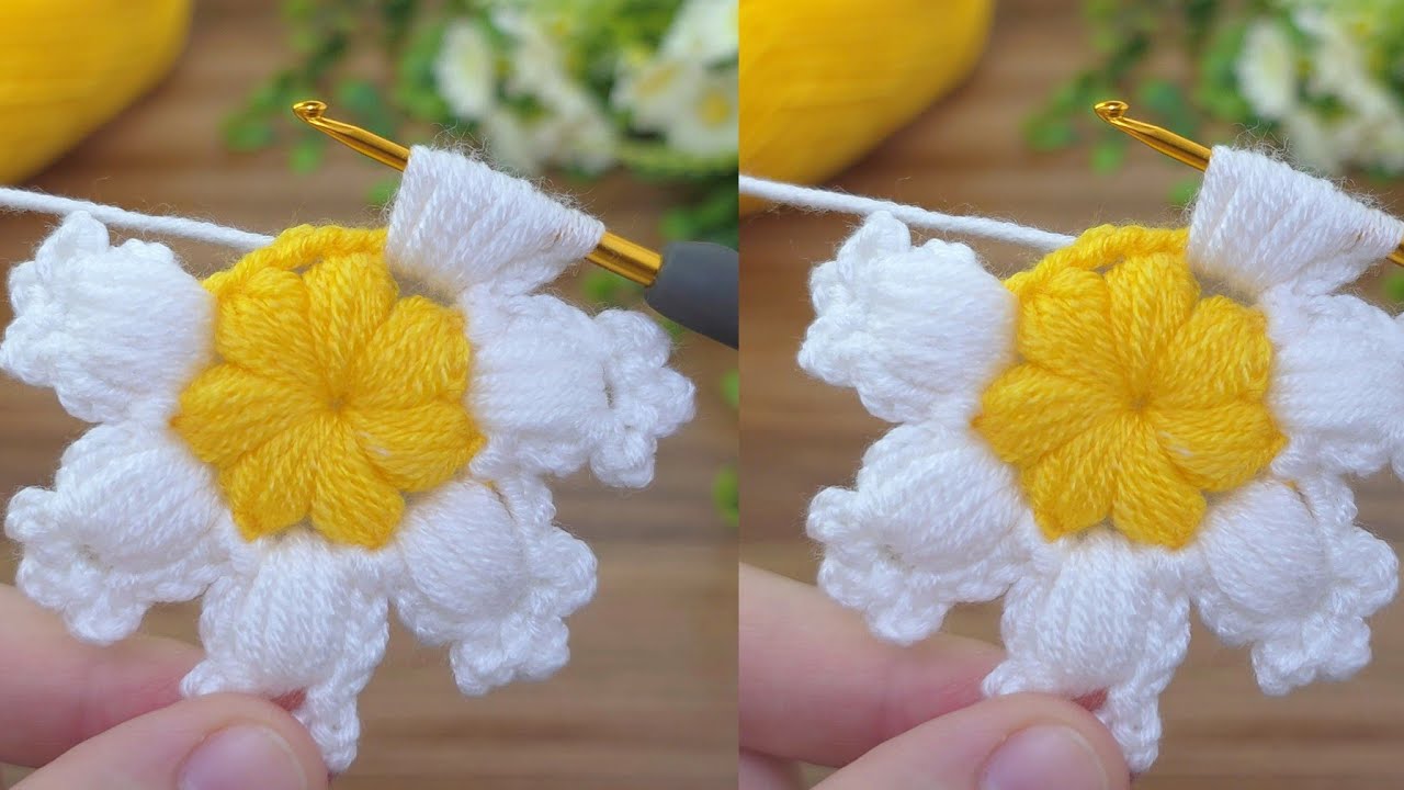 Wow Easy daisy🌼 Pearl Crochet Flower