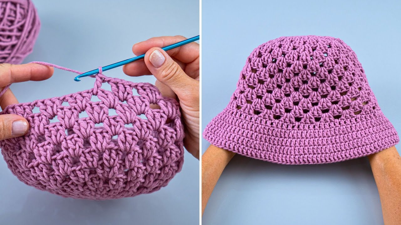 How to Crochet Granny Square Bucket Hat easily🧶