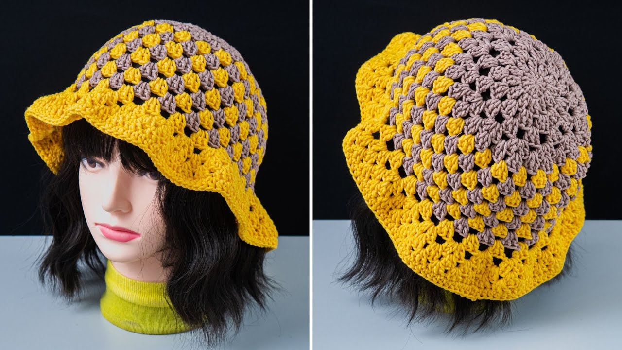 Easy Crochet Granny Square Summer Bucket Hat🧶