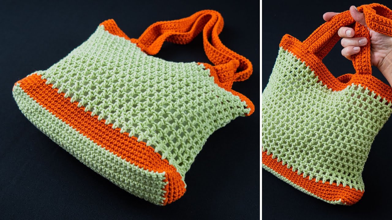 How to crochet a net tote bag quickly and easily!🧶