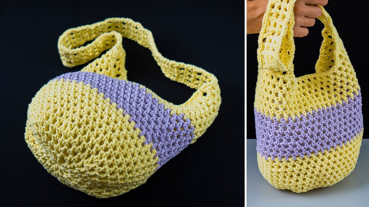 How to crochet easy net bag – step by step tutorial
